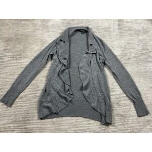 Banana Republic Womens Sweater Medium Gray Wool Blend Open Front Italian Yarn